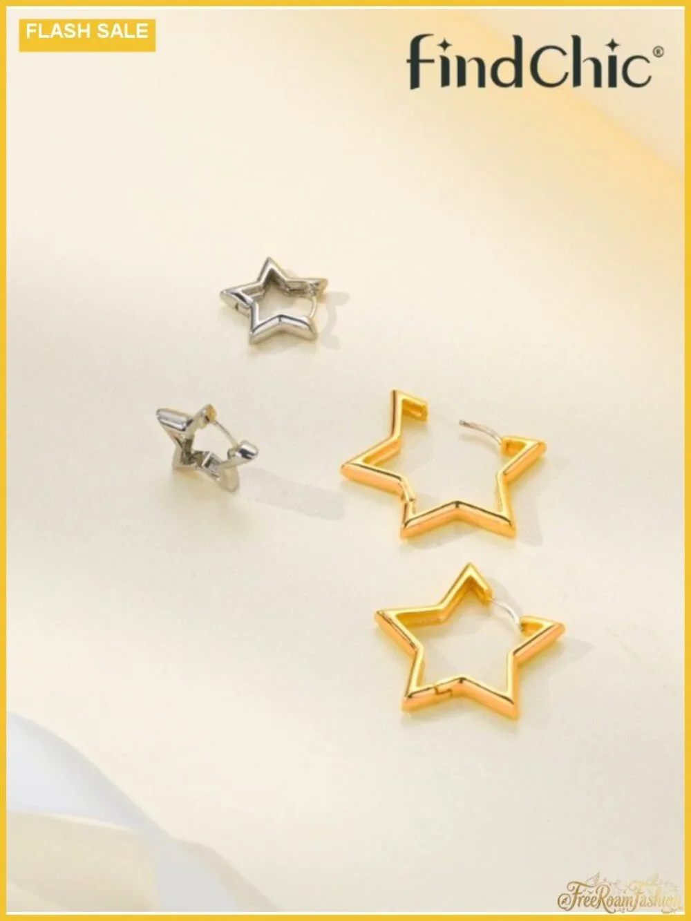 Hypoallergenic Small Star Hoop Earrings 14K Gold Plated Cute Huggie Earrings